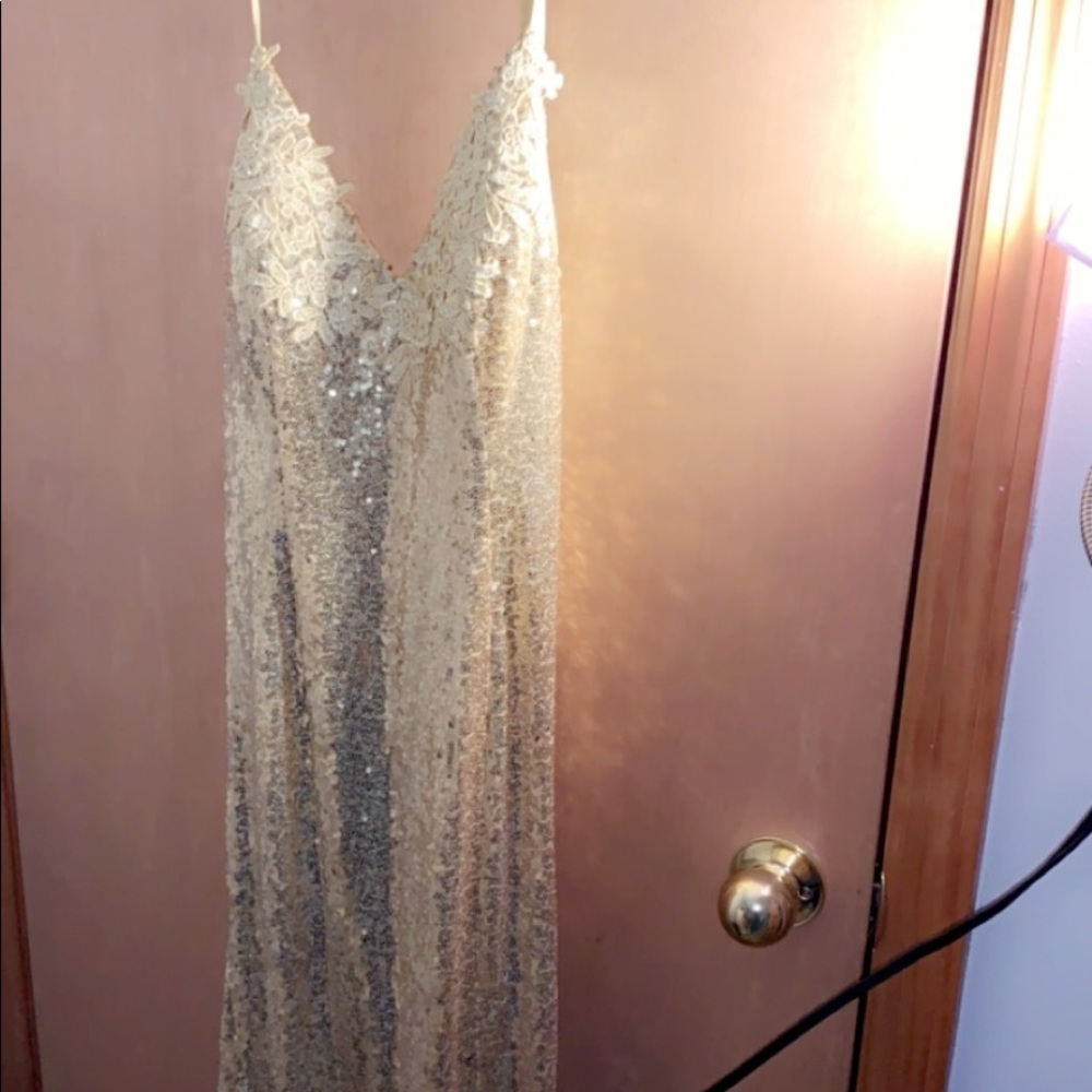 Gold sequin prom dress